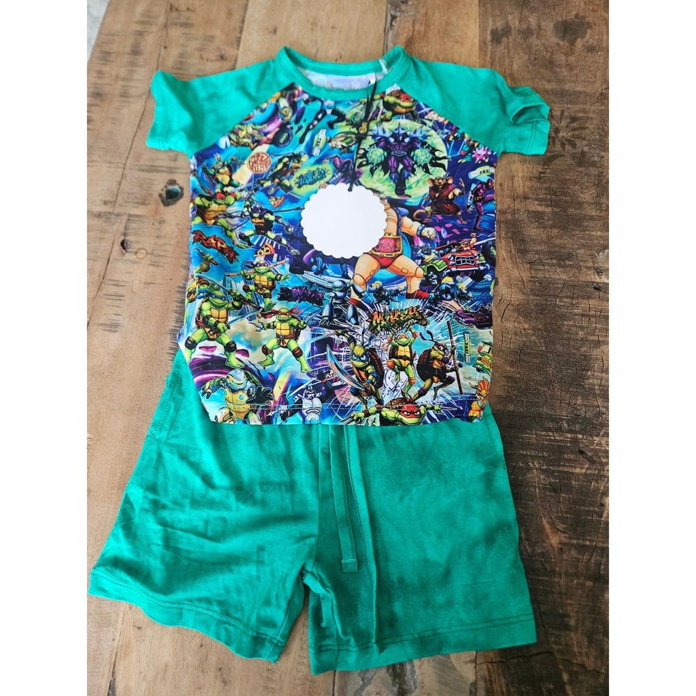 Sugar Swan TMNT Ninja Turtles Pajama Set Boys 3T Green Short Sleeve Shorts NWT
